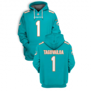 Wholesale Cheap Men's Miami Dolphins #1 Tua Tagovailoa 2021 Aqua Pullover Hoodie