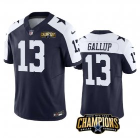 Cheap Men\'s Dallas Cowboys #13 Michael Gallup Navy White 2023 F.U.S.E. NFC East Champions Patch Football Stitched Jersey