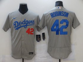 Wholesale Cheap Men Los Angeles Dodgers 42 Robinson Grey Elite Nike MLB Jerseys