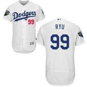 Wholesale Cheap Dodgers #99 Hyun-Jin Ryu White Flexbase Authentic Collection 2018 World Series Stitched MLB Jersey