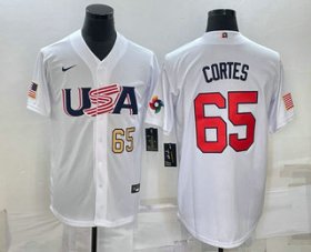 Cheap Men\'s USA Baseball #65 Nestor Cortes Number 2023 White World Classic Stitched Jerseys