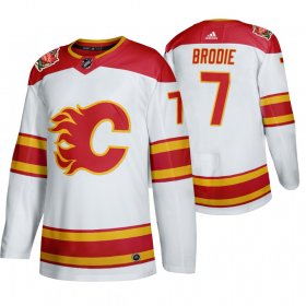 Wholesale Cheap Calgary Flames #7 T.J. Brodie Men\'s 2019-20 Heritage Classic Authentic White Stitched NHL Jersey