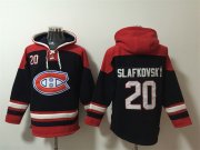 Wholesale Cheap Men's Montreal Canadiens #20 Juraj Slafkovsky Navy Red Lace-Up Pullover Hoodie