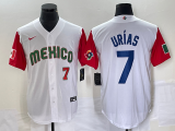 Wholesale Cheap Men's Mexico Baseball #7 Julio Urias Number 2023 White Red World Classic Stitched Jersey3