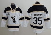 Wholesale Cheap White Sox #35 Frank Thomas White Sawyer Hooded Sweatshirt MLB Hoodie