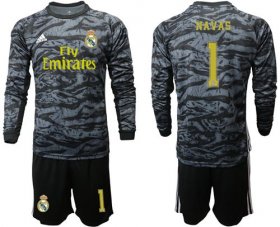 Wholesale Cheap Real Madrid #1 Navas Black Goalkeeper Long Sleeves Soccer Club Jersey
