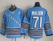 Wholesale Cheap Penguins #71 Evgeni Malkin Light Blue CCM Throwback Stitched NHL Jersey