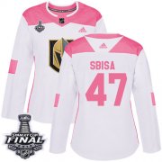 Wholesale Cheap Adidas Golden Knights #47 Luca Sbisa White/Pink Authentic Fashion 2018 Stanley Cup Final Women's Stitched NHL Jersey