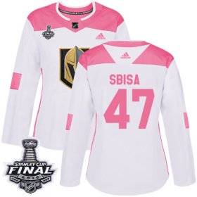 Wholesale Cheap Adidas Golden Knights #47 Luca Sbisa White/Pink Authentic Fashion 2018 Stanley Cup Final Women\'s Stitched NHL Jersey