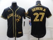 Wholesale Cheap Men's Toronto Blue Jays #27 Vladimir Guerrero Jr. Black Gold Flex Base Stitched Jersey