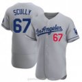 Wholesale Men's Los Angeles Dodgers #67 Vin Scully Gray Stitched MLB Flex Base Nike Jersey