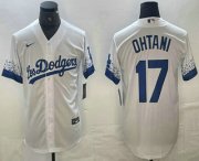 Cheap Men's Los Angeles Dodgers #17 Shohei Ohtani White 2021 City Connect Cool Base Stitched Jersey