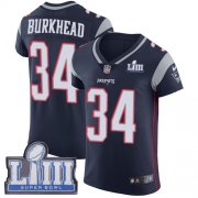 Wholesale Cheap Nike Patriots #34 Rex Burkhead Navy Blue Team Color Super Bowl LIII Bound Men's Stitched NFL Vapor Untouchable Elite Jersey