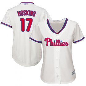 Wholesale Cheap Phillies #17 Rhys Hoskins Cream Alternate Women\'s Stitched MLB Jersey