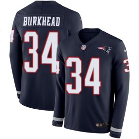 Wholesale Cheap Nike Patriots #34 Rex Burkhead Navy Blue Team Color Men\'s Stitched NFL Limited Therma Long Sleeve Jersey