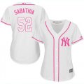 Wholesale Cheap Yankees #52 C.C. Sabathia White/Pink Fashion Women's Stitched MLB Jersey