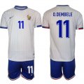 Cheap Men's France #11 Ousmane Dembele White 2024-25 Away Soccer Jersey Suit