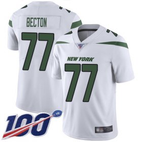 Wholesale Cheap Nike Jets #77 Mekhi Becton White Men\'s Stitched NFL 100th Season Vapor Untouchable Limited Jersey