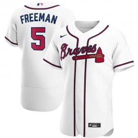 Wholesale Cheap Atlanta Braves #5 Freddie Freeman Men\'s Nike White Home 2020 Authentic Player MLB Jersey