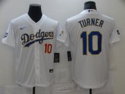 Wholesale Cheap Men Los Angeles Dodgers 10 Turner White Game 2021 Nike MLB Jerseys