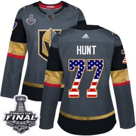 Wholesale Cheap Adidas Golden Knights #77 Brad Hunt Grey Home Authentic USA Flag 2018 Stanley Cup Final Women\'s Stitched NHL Jersey