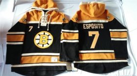 Wholesale Cheap Bruins #7 Phil Esposito Black Sawyer Hooded Sweatshirt Stitched NHL Jersey