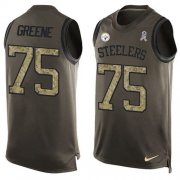 Wholesale Cheap Nike Steelers #75 Joe Greene Green Men's Stitched NFL Limited Salute To Service Tank Top Jersey