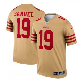 Wholesale Cheap Men\'s San Francisco 49ers #19 Deebo Samuel 2022 New Gold Inverted Legend Stitched Football Jersey