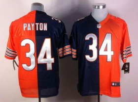 Wholesale Cheap Nike Bears #34 Walter Payton Navy Blue/Orange Men\'s Stitched NFL Elite Split Jersey