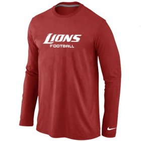 Wholesale Cheap Nike Detroit Lions Authentic Font Long Sleeve T-Shirt Red