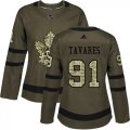 Wholesale Cheap Adidas Maple Leafs #91 John Tavares Green Salute to Service Women's Stitched NHL Jersey