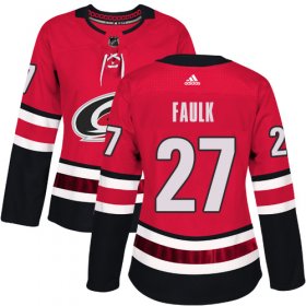 Wholesale Cheap Adidas Hurricanes #27 Justin Faulk Red Home Authentic Women\'s Stitched NHL Jersey