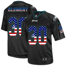 Wholesale Cheap Nike Eagles #30 Corey Clement Black Men\'s Stitched NFL Elite USA Flag Fashion Jersey