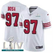 Wholesale Cheap Nike 49ers #97 Nick Bosa White Super Bowl LIV 2020 Rush Men's Stitched NFL Vapor Untouchable Limited Jersey