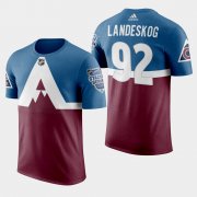 Wholesale Cheap Adidas Colorado Avalanche #92 Gabriel Landeskog Men's Burgundy 2020 Stadium Series T-Shirt