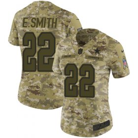 Wholesale Cheap Nike Cowboys #22 Emmitt Smith Camo Women\'s Stitched NFL Limited 2018 Salute to Service Jersey