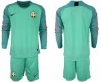 Wholesale Cheap Brazil Blank Green Goalkeeper Long Sleeves Soccer Country Jersey