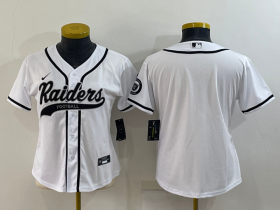 Wholesale Cheap Women\'s Las Vegas Raiders Blank White With Patch Cool Base Stitched Baseball Jersey