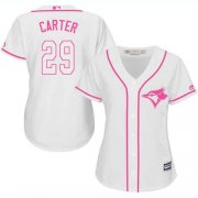 Wholesale Cheap Blue Jays #29 Joe Carter White/Pink Fashion Women's Stitched MLB Jersey