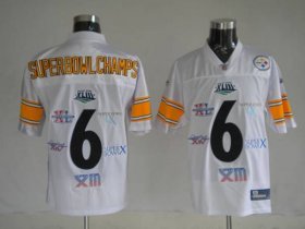 Wholesale Cheap Steelers #6 Super Bowl Champion Patch White Stitched NFL Jersey