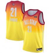 Cheap Men's 2023 All-Star #21 Joel Embiid Orange Game Swingman Stitched Basketball Jersey
