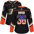 Wholesale Cheap Adidas Ducks #36 John Gibson Black Home Authentic USA Flag Women's Stitched NHL Jersey