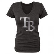 Wholesale Cheap Women's Tampa Bay Rays Fanatics Apparel Platinum Collection V-Neck Tri-Blend T-Shirt Black
