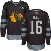 Wholesale Cheap Adidas Blackhawks #16 Bobby Hull Black 1917-2017 100th Anniversary Stitched NHL Jersey