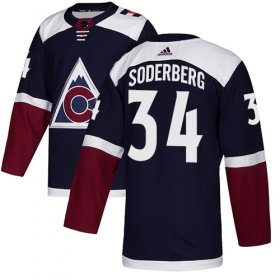 Wholesale Cheap Adidas Avalanche #34 Carl Soderberg Navy Alternate Authentic Stitched NHL Jersey