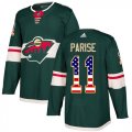 Wholesale Cheap Adidas Wild #11 Zach Parise Green Home Authentic USA Flag Stitched NHL Jersey