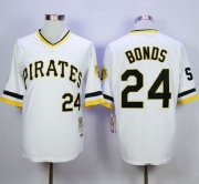 Wholesale Cheap Mitchell And Ness Pirates #24 Barry Bonds White Throwback Stitched MLB Jersey