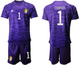 Wholesale Cheap Belgium 1 COURTOIS Purple Goalkeeper UEFA Euro 2020 Soccer Jersey