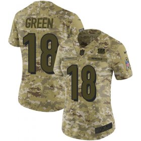 Wholesale Cheap Nike Bengals #18 A.J. Green Camo Women\'s Stitched NFL Limited 2018 Salute to Service Jersey