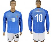 Wholesale Cheap Italy #10 Verratti Blue Home Long Sleeves Soccer Country Jersey